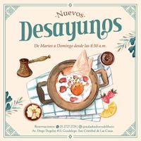 Traditional breakfast options as well as Lebanese fusion. at Malaak al Horno in San Cristobal De Las Casas