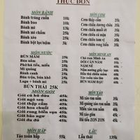 The menu at Chay Minh An in Qui Nhon