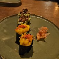 Natto avocado gunkan + mango gunkan at NORI WAY in Milan