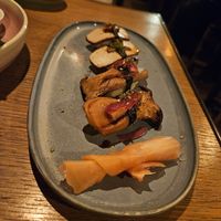 Smoked tofu nigiri + king oyster nigiri at NORI WAY in Milan