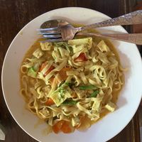 Curry Pasta, big recommendation!  at Felice's Vegetarian Restaurant in Kuta