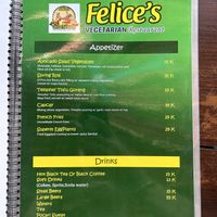 Menu July  at Felice's Vegetarian Restaurant in Kuta