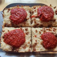 Vegan cheese and vegan meat at Woodward Pizza in Edmond