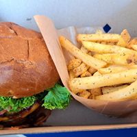 Garden Burger with fries at Eden Jaxx - Dybbølsgade in Copenhagen