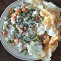 Vegan Olivier salad at Tyche in Antalya