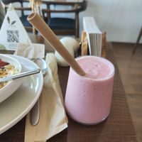 Pink smoothie 🥤 at Tyche in Antalya