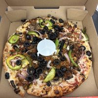 Personal with vegan cheese, veggies, and vegan sausage - very good and reasonably priced.   at Delish Pizza in Sacramento