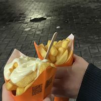 two times small fries, one with vegan mayo 🍟  at Vlaamse Frites Snackland in Amsterdam