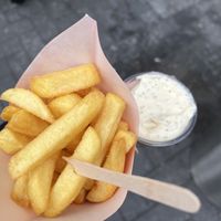 frites w garlic mayo (vegan) #Veganuary at Vlaamse Frites Snackland in Amsterdam