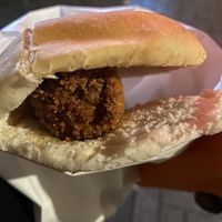 Croquette with bread.  at Vlaamse Frites Snackland in Amsterdam