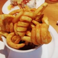 Curly fries at West Coast Rock Cafe in Blackpool
