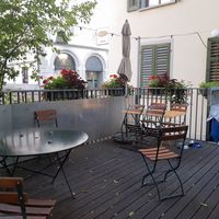 Outdoor seating (when closed) at Drahtseilbähnli in St Gallen