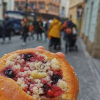 Delicious vegan pastry and coffee! at Kolacherie Celetna in Prague