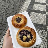 Staff were super friendly in explaining the flavours and vegan options! I went for blueberry and coconut and it was very tasty!  at Kolacherie Celetna in Prague