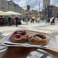 Strawberry-rhubarb and plum-poppyseed  at Kolacherie Celetna in Prague