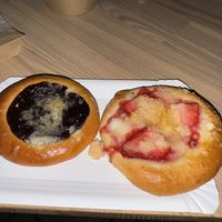 Plum and a strawberry and custard Kolachi  at Kolacherie Celetna in Prague