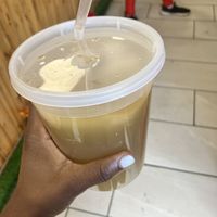 Sugarcane and coconut water mix, with coconut jelly  at Cane & Coconut in Washington