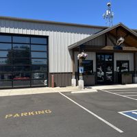 The exterior of the brewery/restaurant (used to be a garage)  at Scythe Brewing Company in Longview