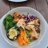 Poke bowl with added tofu   at Luci's  in Bawley Point
