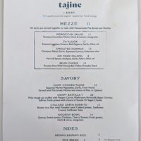 Menu at Tajine in Santa Fe