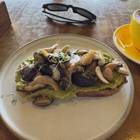 Avo and mushroom toast and oat latte  #Veganuary at Cafe K.O.B - By The Sea in Koh Samui