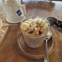 Choc Overnight oats with banana and PB   at Cafe K.O.B - By The Sea in Koh Samui