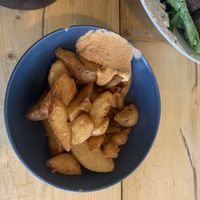 Fries with houmous  at Green Lab in Lyon