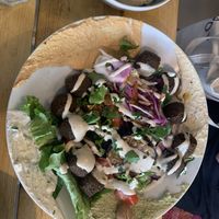 Salad with one of the four "houmous” being actually not vegan…  at Green Lab in Lyon