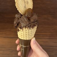 dark chocolate and cumquat sorbet  at Solo Gelato in Corfu