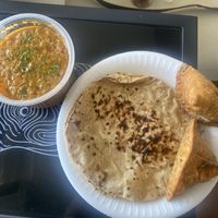 Chana masala, bread, samosa  at Rich Taste Of India in Cabo San Lucas
