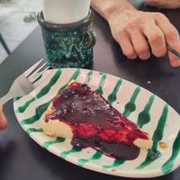 Vegan Cheesecake could be much better just my opinion at La Cabra Feliz Bar Etico in Mallorca