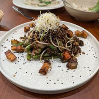 Quinoa fried banana soy sauce dish at Florencia - Vegan Kitchen in Lima