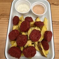 Salchipapas a 30 soless #Veganuary at Florencia - Vegan Kitchen in Lima