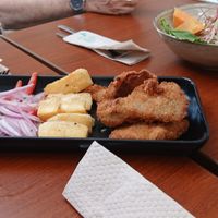 Chicharron and ceviche at Florencia - Vegan Kitchen in Lima