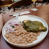 Pesto chicken and beans and rice at Florencia - Vegan Kitchen in Lima
