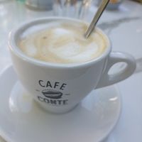 Coffee with almond milk at Agora 1995 in Portaria