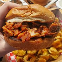BBQ Jackfruit & Fried Pickles 🖤 at Bean Vegan Cuisine in Charlotte