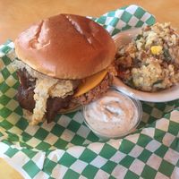 Cowboy burger! Don’t care for any of the sides but fries though.   at Bean Vegan Cuisine in Charlotte