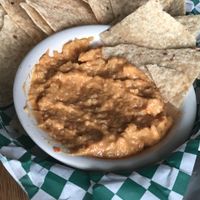 Pimento cheese and tortilla chips at Bean Vegan Cuisine in Charlotte