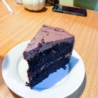Chocolate cake is delicious!  at Bean Vegan Cuisine in Charlotte