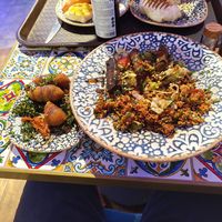 Kibbeh Dervish (left) and Mosaik-Salad at Das Wunderlämpchen in Trier