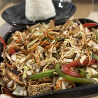 Veggies with tofu and rice  at Lemongrass in Dahab