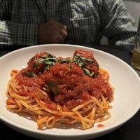 Linguine and meatballs  at Cassarino's in Providence