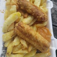 Vegan sausage and chips at Fishermans Bay in Whitley Bay