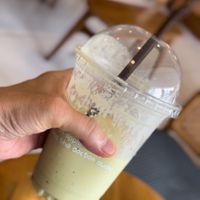 Avocado soy smoothie (very good)   at Pim Tofu in Chiang Mai