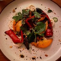 Roasted Peppers with peaches, cashew ricotta, jalapeños, and pepitas at Pietramala in Philadelphia