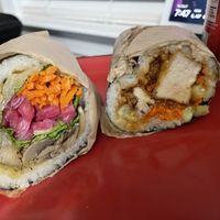 Veggie bender wrap (1/2) and tofu crunch wrap (1/2)  at Sushiōki in Durham