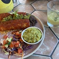 Vegan enchilada and chilli/cucumber margarita   at Miss Margarita in Byron Bay