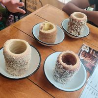 Cinnamon, almonds, coco and mazapan ! All vegan :) at El Rollito Hungaro in Mexico City