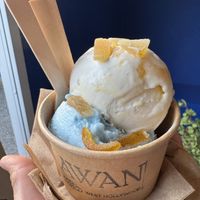 Soursop Mango and Yuzu Lemonade (blue)  at Awan in West Hollywood